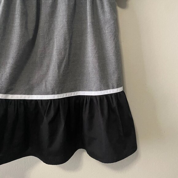 Handmade Children's 100% Cotton Black Grey White Ribbon Detail Dress - Picture 8 of 12